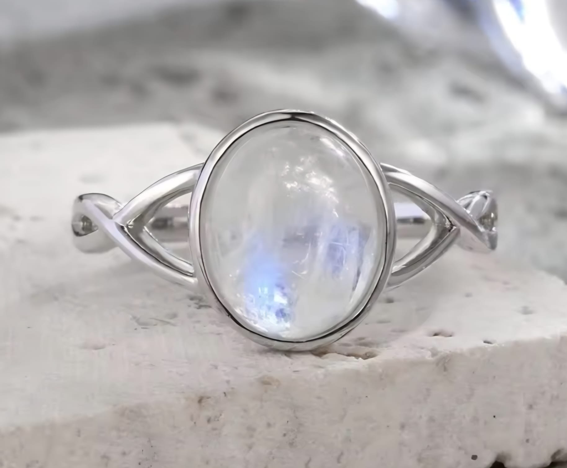 Ring Maansteen echt zilver mt 16.5